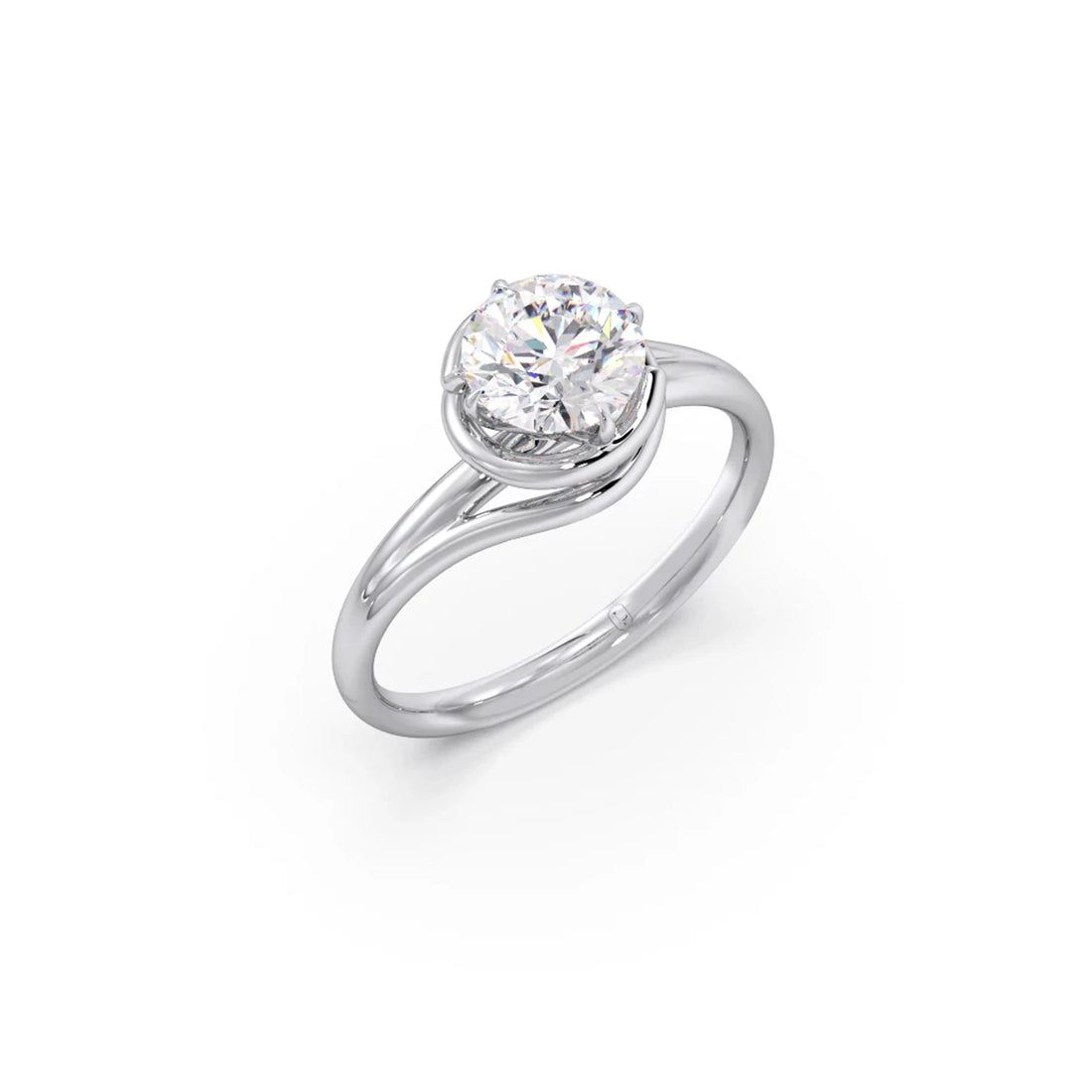 1.30 Cts Solitaire Round Cut Spiral Setting Ring