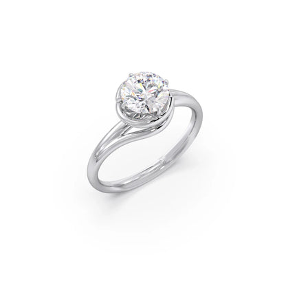 1.30 Cts Solitaire Round Cut Spiral Setting Ring