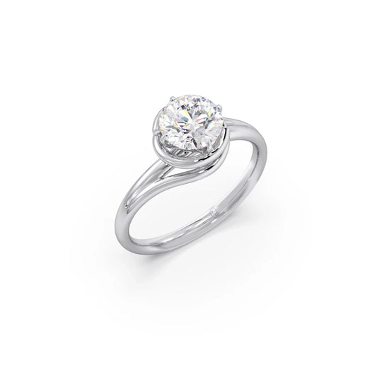 1.30 Cts Solitaire Round Cut Spiral Setting Ring