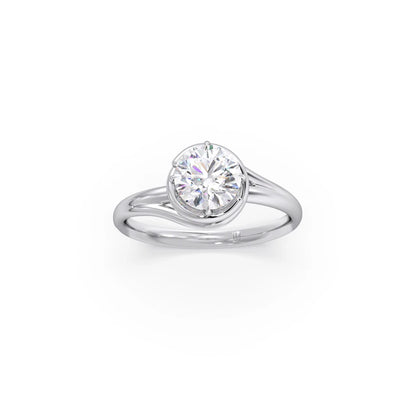 1.30 Cts Solitaire Round Cut Spiral Setting Ring