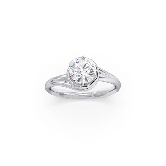 1.30 Cts Solitaire Round Cut Spiral Setting Ring