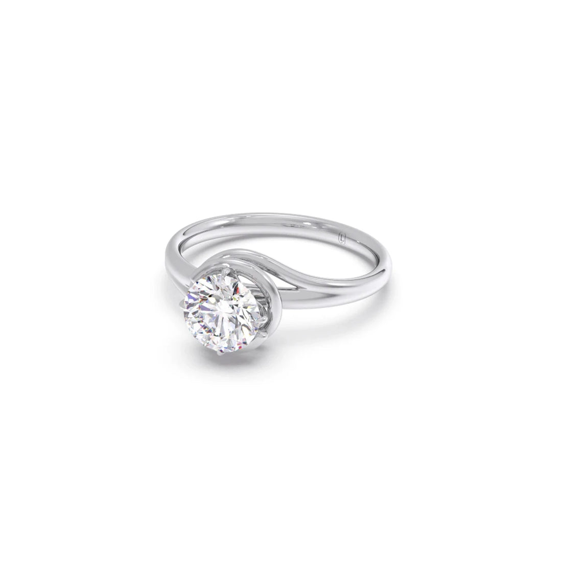 1.30 Cts Solitaire Round Cut Spiral Setting Ring
