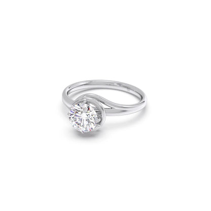 1.30 Cts Solitaire Round Cut Spiral Setting Ring