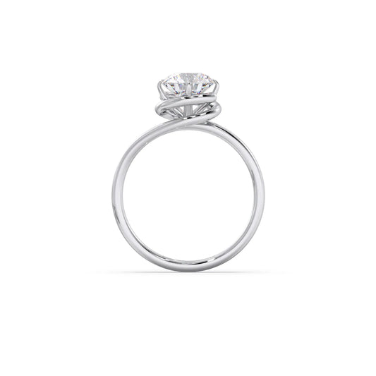 1.30 Cts Solitaire Round Cut Spiral Setting Ring