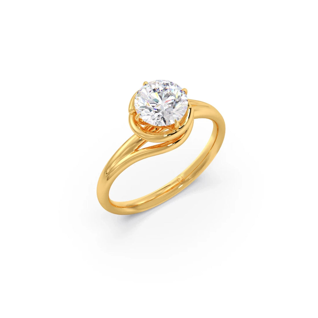 1.30 Cts Solitaire Round Cut Spiral Setting Ring