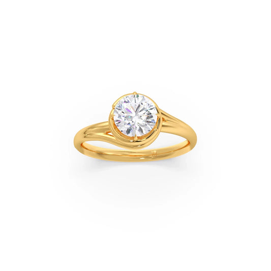 1.30 Cts Solitaire Round Cut Spiral Setting Ring