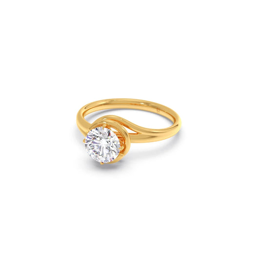 1.30 Cts Solitaire Round Cut Spiral Setting Ring