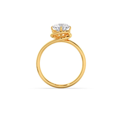 1.30 Cts Solitaire Round Cut Spiral Setting Ring