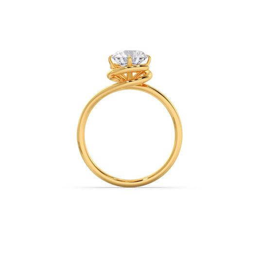 1.30 Cts Solitaire Round Cut Spiral Setting Ring