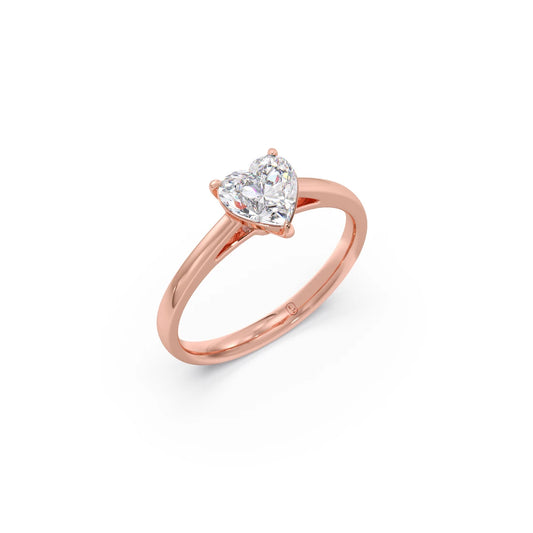 Solitaire Heart Shape Diamond Engagement Ring - 0.88 Cts