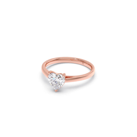 Solitaire Heart Shape Diamond Engagement Ring - 0.88 Cts