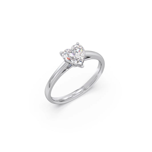 Solitaire Heart Shape Diamond Engagement Ring - 0.88 Cts