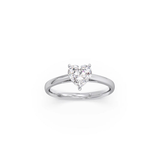 Solitaire Heart Shape Diamond Engagement Ring - 0.88 Cts