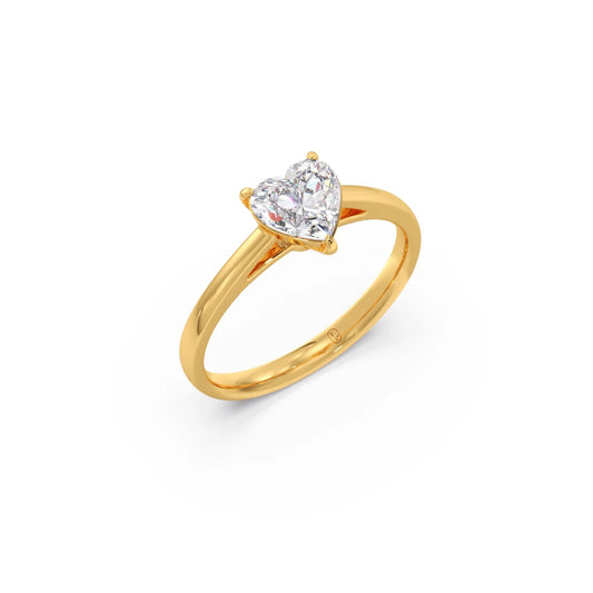 Solitaire Heart Shape Diamond Engagement Ring - 0.88 Cts