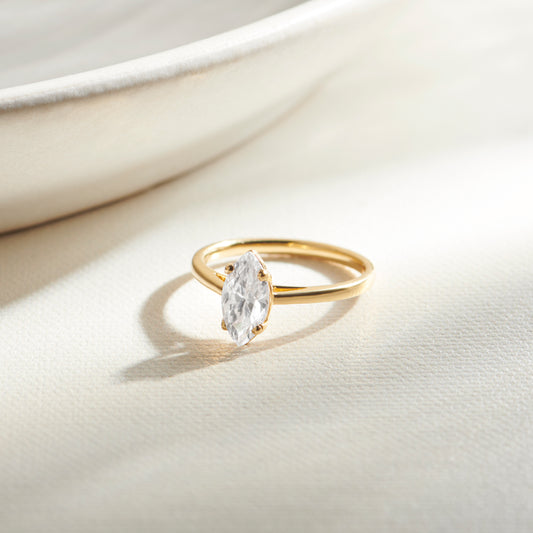 Solitaire Marquise Shape Diamond Engagement Ring - 1.00 Cts