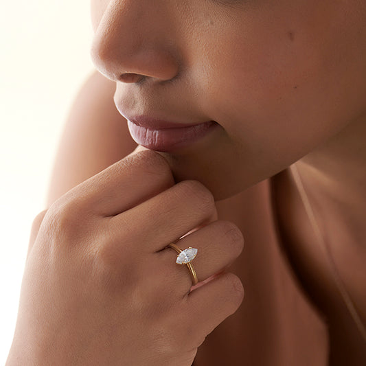 Solitaire Marquise Shape Diamond Engagement Ring - 1.00 Cts