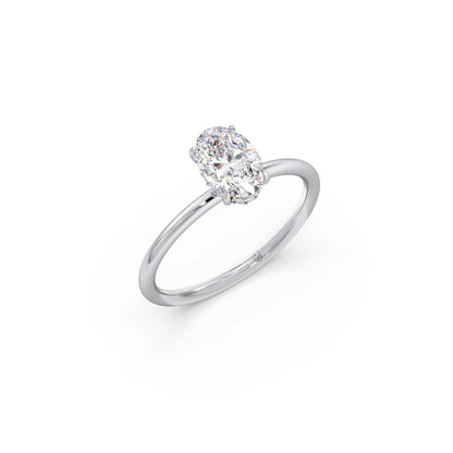 Classic Oval Shape Diamond Ring with Sleek Band