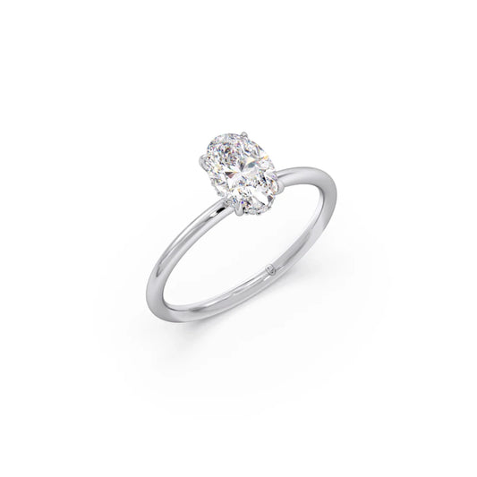 Classic Oval Shape Diamond Ring with Sleek Band