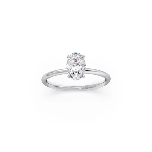 Classic Oval Shape Diamond Ring with Sleek Band