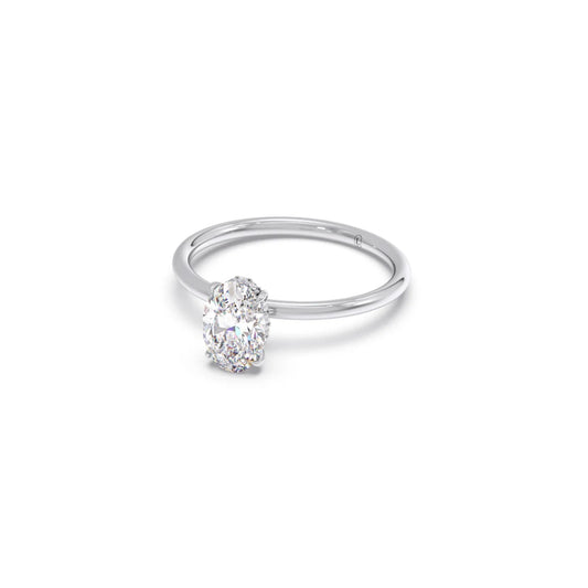 Classic Oval Shape Diamond Ring with Sleek Band