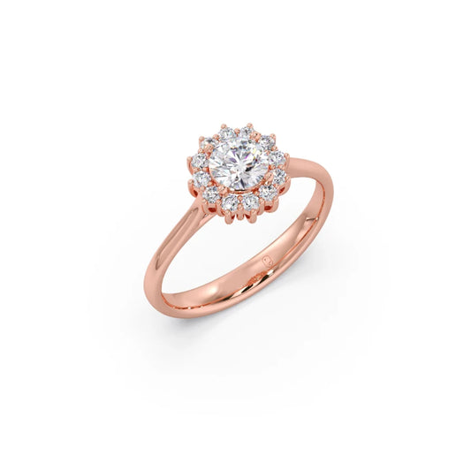 Round Shape Diamond with Halo Setting Ring