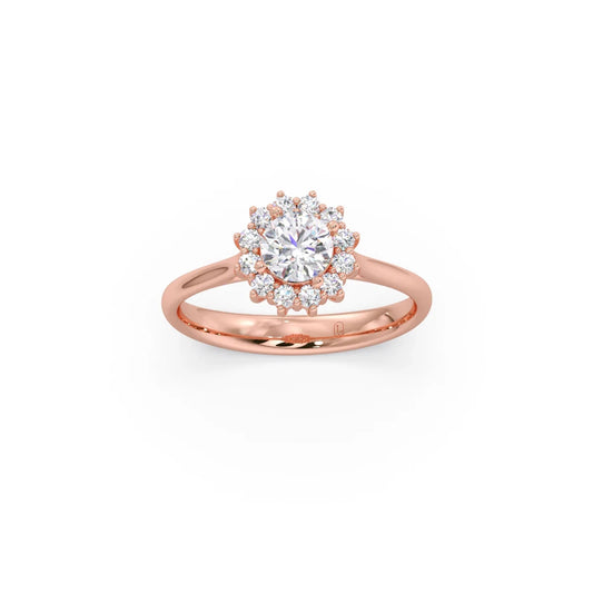 Round Shape Diamond with Halo Setting Ring