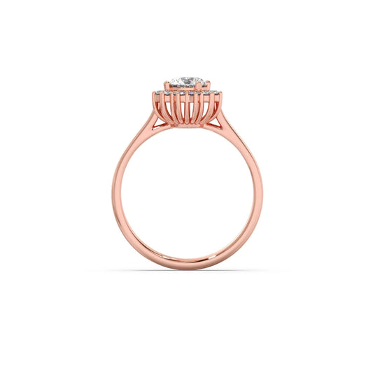 Round Shape Diamond with Halo Setting Ring