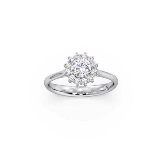 Round Shape Diamond with Halo Setting Ring
