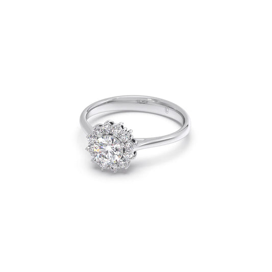 Round Shape Diamond with Halo Setting Ring