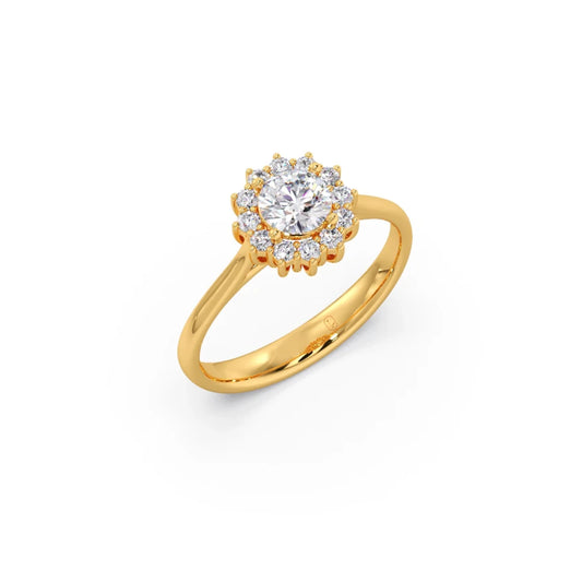 Round Shape Diamond with Halo Setting Ring