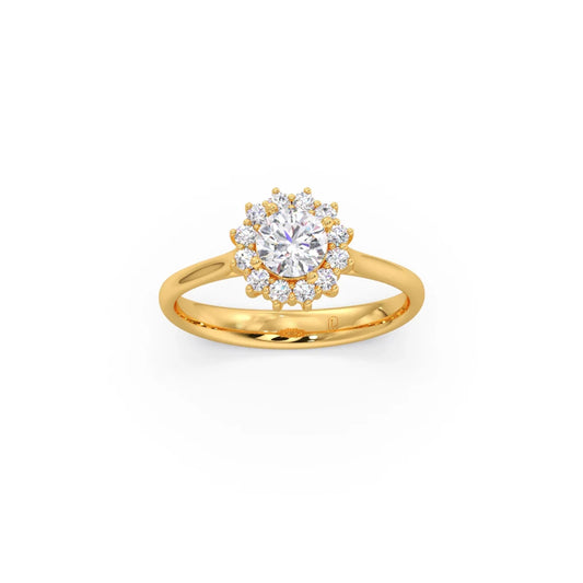 Round Shape Diamond with Halo Setting Ring