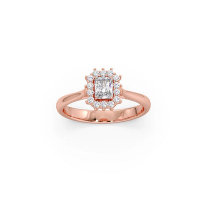 Emerald Shape Diamond with Halo Setting Ring