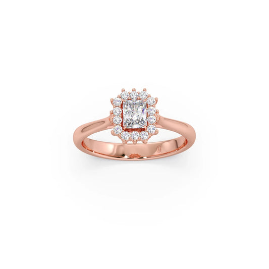 Emerald Shape Diamond with Halo Setting Ring