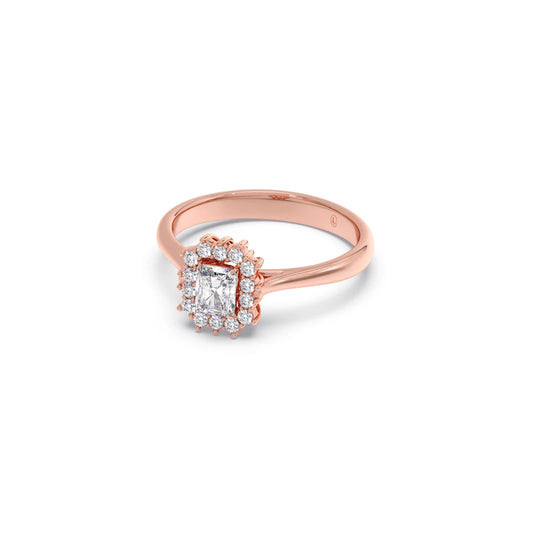Emerald Shape Diamond with Halo Setting Ring