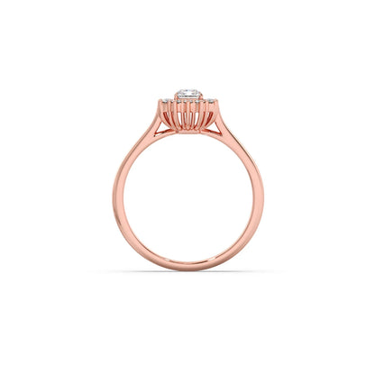 Emerald Shape Diamond with Halo Setting Ring