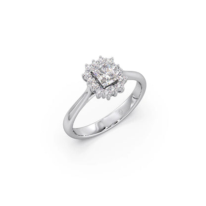 Emerald Shape Diamond with Halo Setting Ring