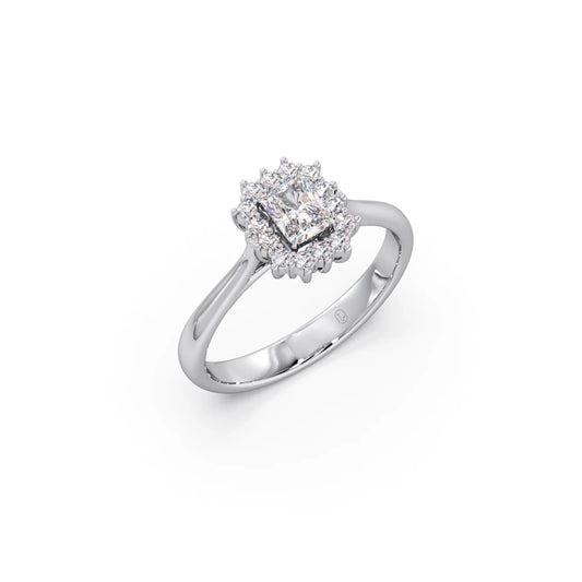 Emerald Shape Diamond with Halo Setting Ring