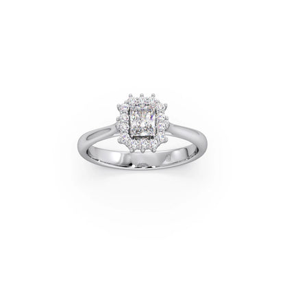 Emerald Shape Diamond with Halo Setting Ring