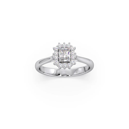 Emerald Shape Diamond with Halo Setting Ring