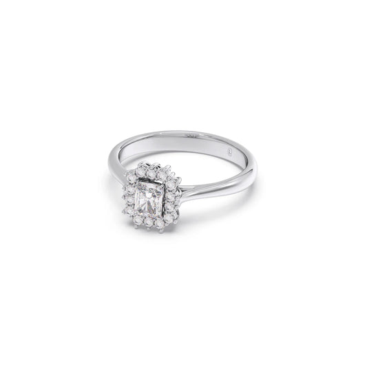 Emerald Shape Diamond with Halo Setting Ring