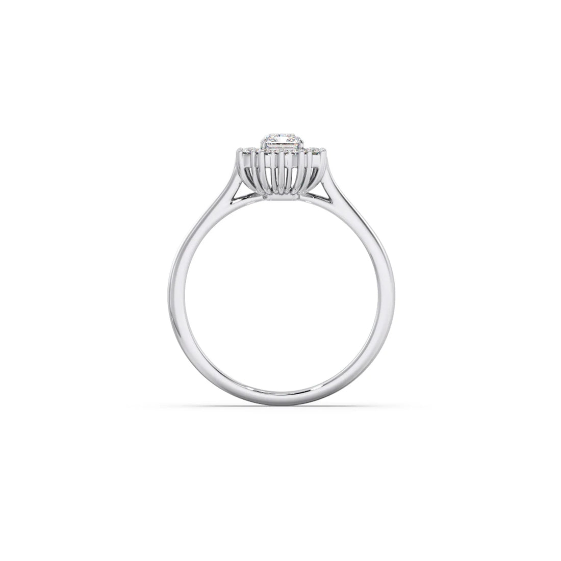 Emerald Shape Diamond with Halo Setting Ring