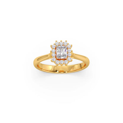 Emerald Shape Diamond with Halo Setting Ring