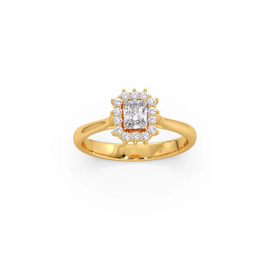 Emerald Shape Diamond with Halo Setting Ring