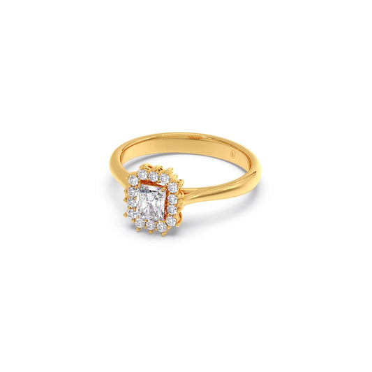 Emerald Shape Diamond with Halo Setting Ring