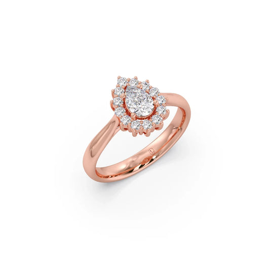 Tear Drop Shape Diamond with Halo Setting Ring