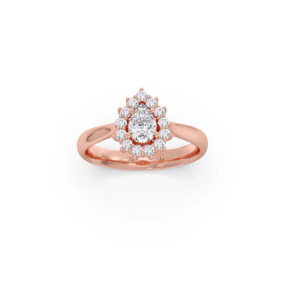 Tear Drop Shape Diamond with Halo Setting Ring