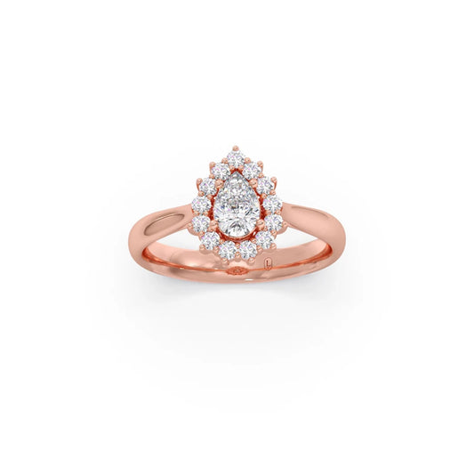 Tear Drop Shape Diamond with Halo Setting Ring