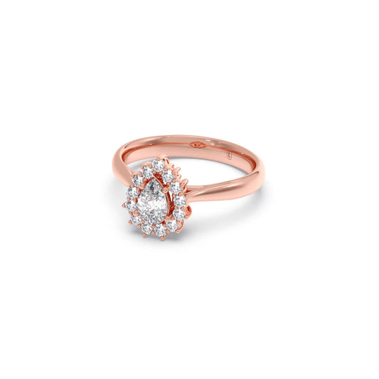 Tear Drop Shape Diamond with Halo Setting Ring