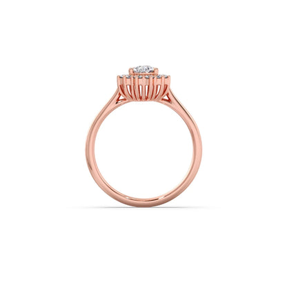 Tear Drop Shape Diamond with Halo Setting Ring