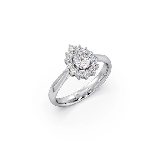 Tear Drop Shape Diamond with Halo Setting Ring